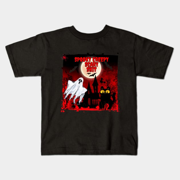 Spooky Creepy Scary Shit Kids T-Shirt by Smiling-Faces